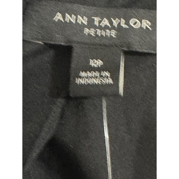 Ann Taylor Tweed Metallic Moto Jacket Womens 12P Black Asymmetric Frayed Zip Up - Picture 4 of 7